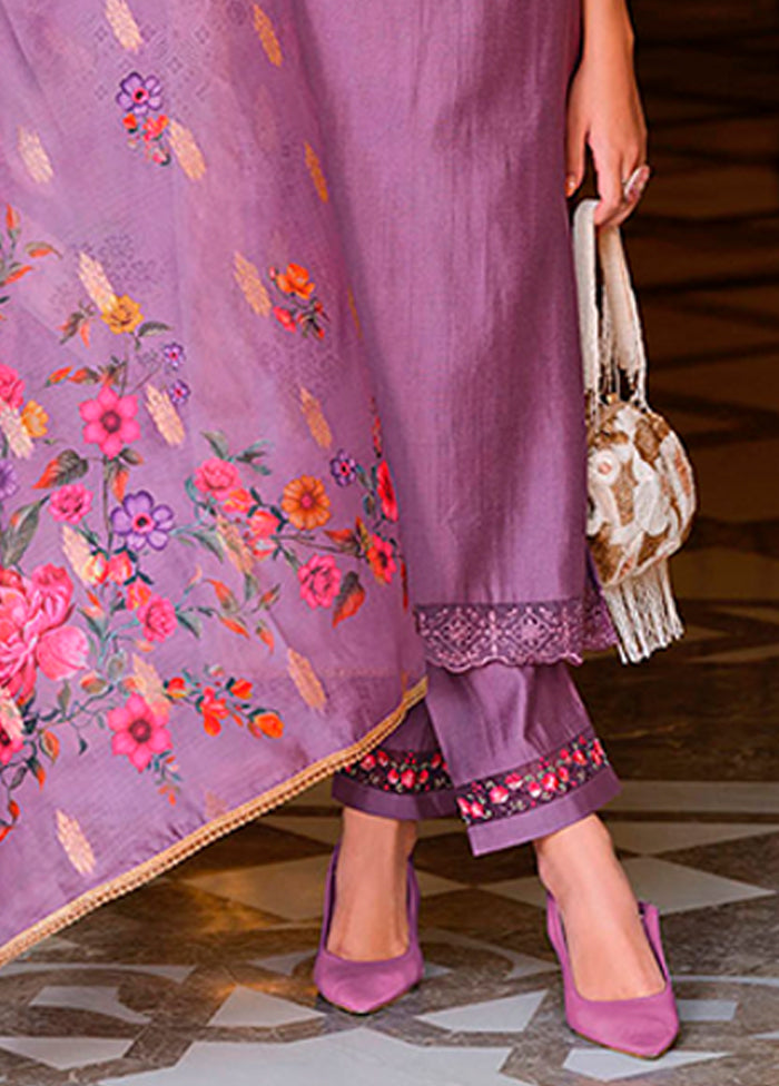 3 Pc Purple Silk Suit Set