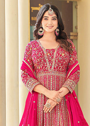 3 Pc Pink Georgette Anarkali Suits Set