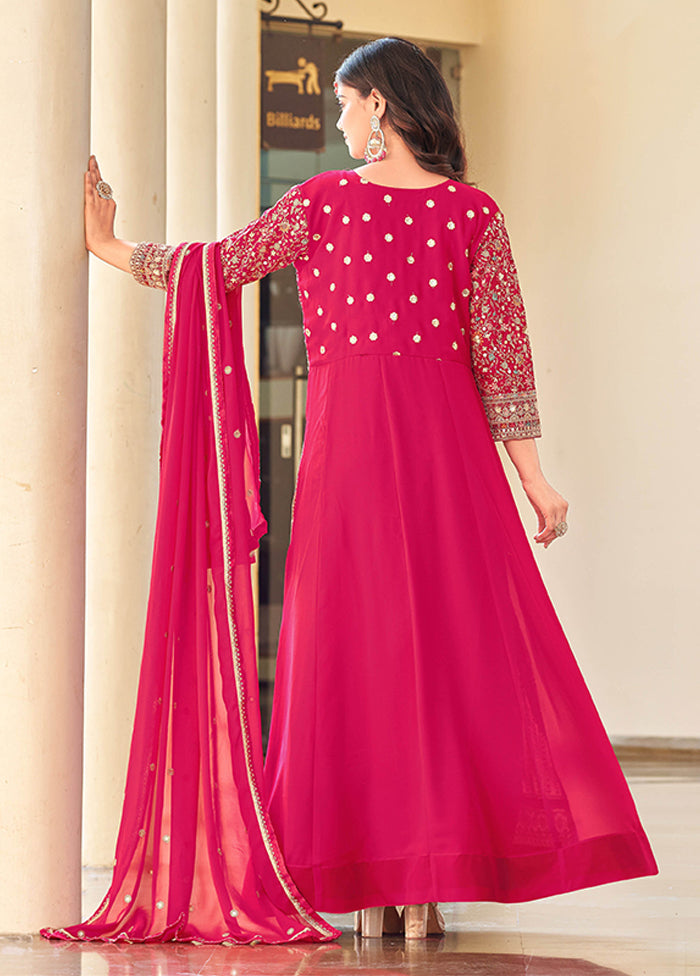 3 Pc Pink Georgette Anarkali Suits Set