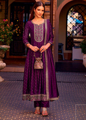3 Pc Purple Silk Suit Set