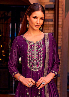 3 Pc Purple Silk Suit Set