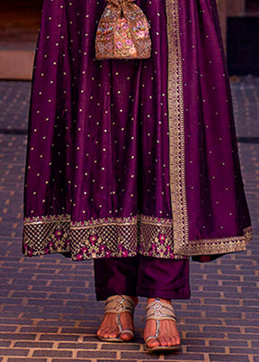 3 Pc Purple Silk Suit Set