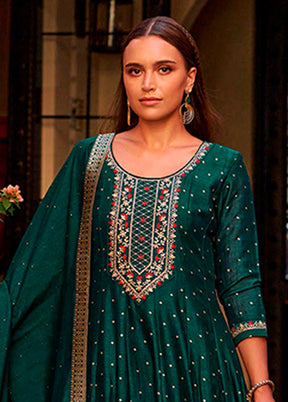 3 Pc Green Silk Suit Set