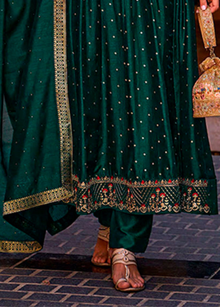 3 Pc Green Silk Suit Set