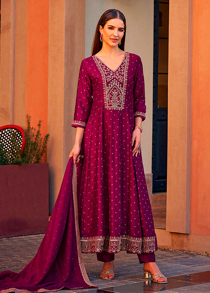 3 Pc Pink Silk Suit Set