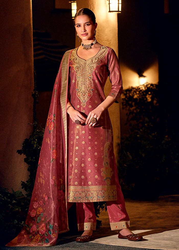 3 Pc Maroon Silk Suit Set