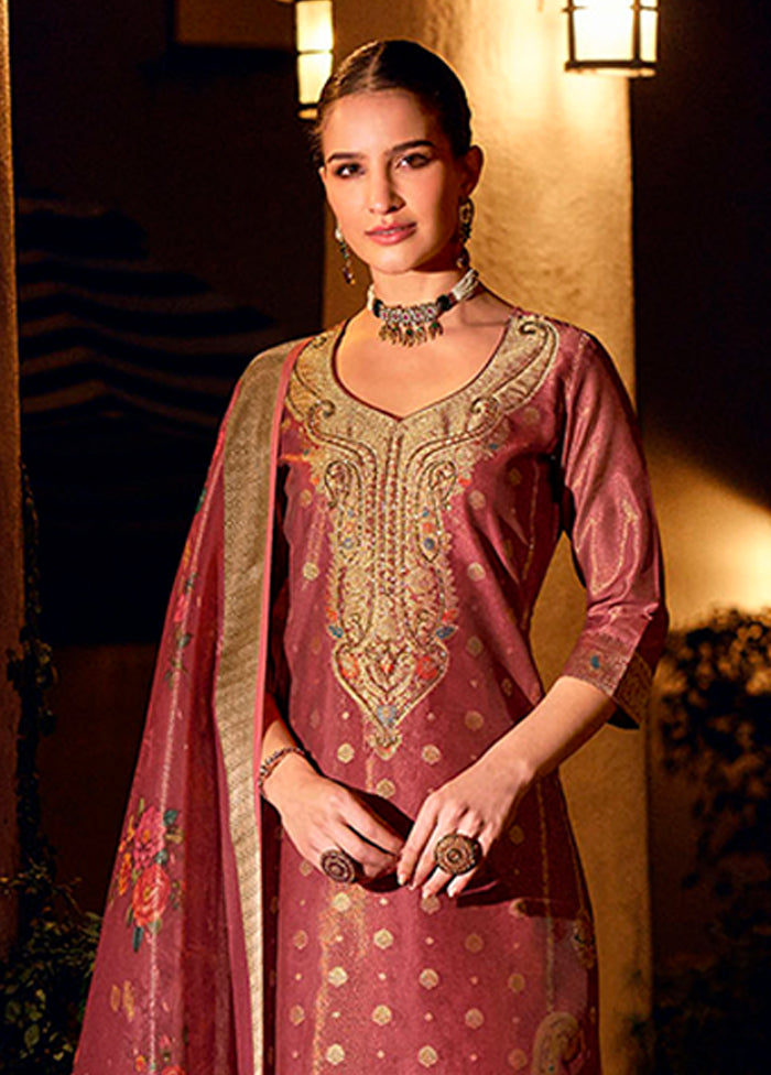 3 Pc Maroon Silk Suit Set