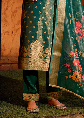 3 Pc Green Silk Suit Set