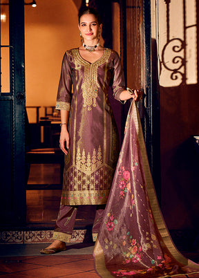3 Pc Purple Silk Suit Set