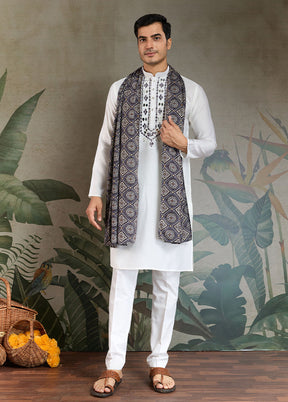 White Viscose Kurta With Dupatta
