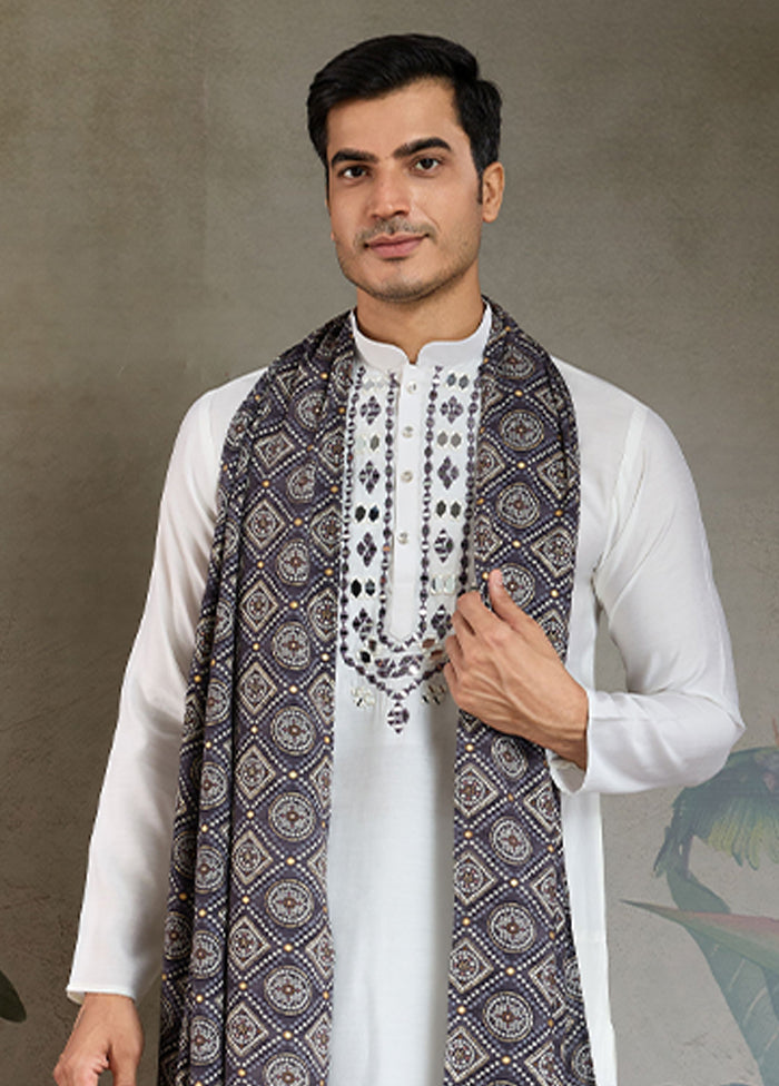 White Viscose Kurta With Dupatta