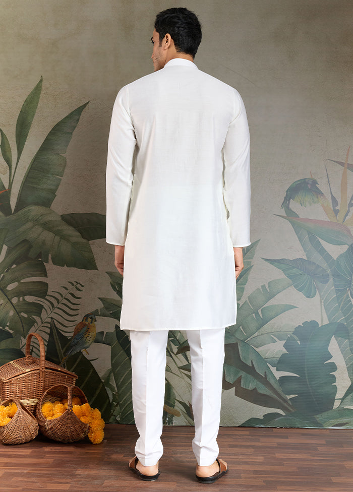 White Viscose Kurta With Dupatta