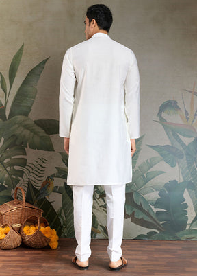 White Viscose Kurta With Dupatta
