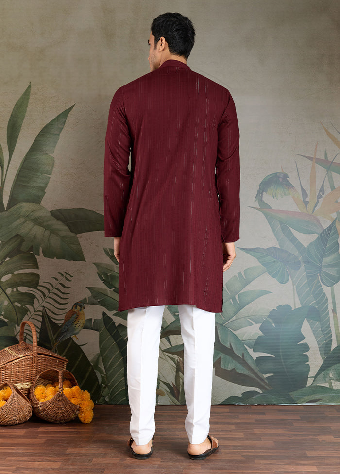 Maroon Viscose Kurta With Dupatta