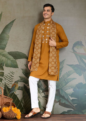 Yellow Viscose Kurta With Dupatta