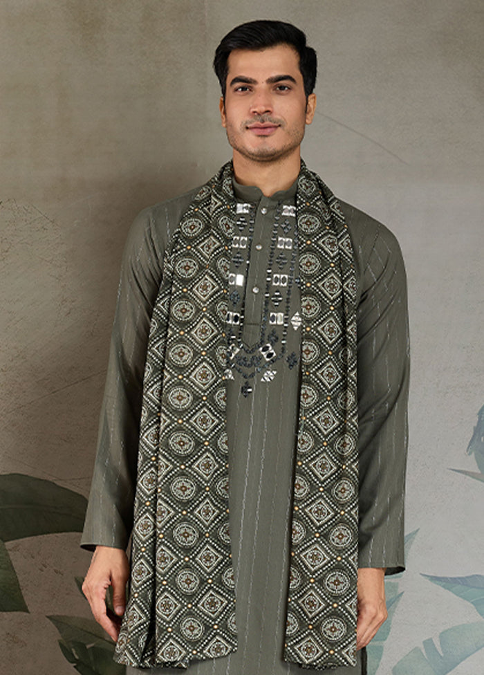 Green Viscose Kurta With Dupatta