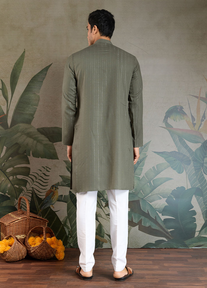 Green Viscose Kurta With Dupatta