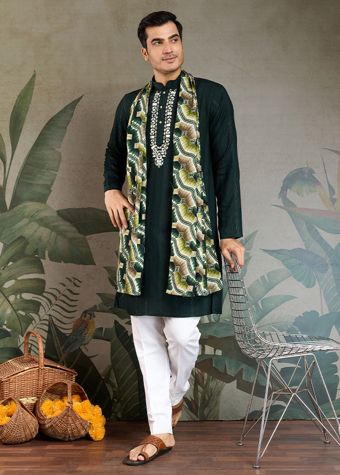 Green Viscose Kurta With Dupatta