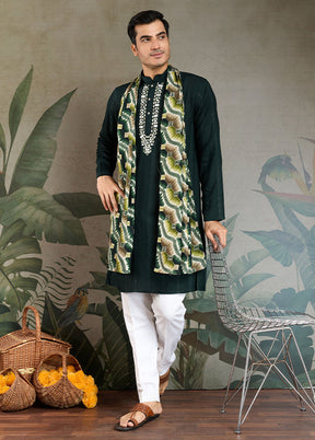 Green Viscose Kurta With Dupatta