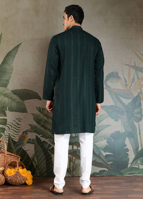 Green Viscose Kurta With Dupatta