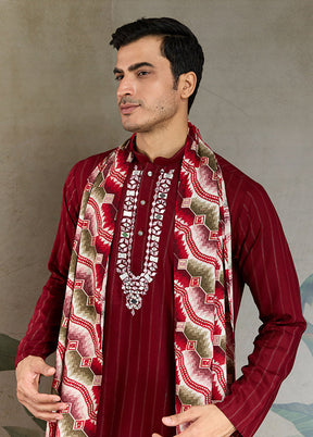 Maroon Viscose Kurta & Pajama Set