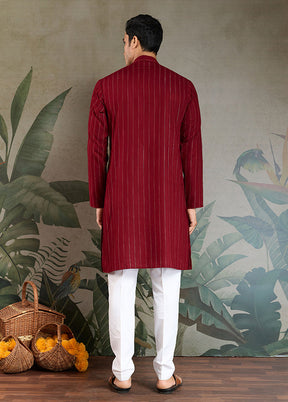 Maroon Viscose Kurta & Pajama Set