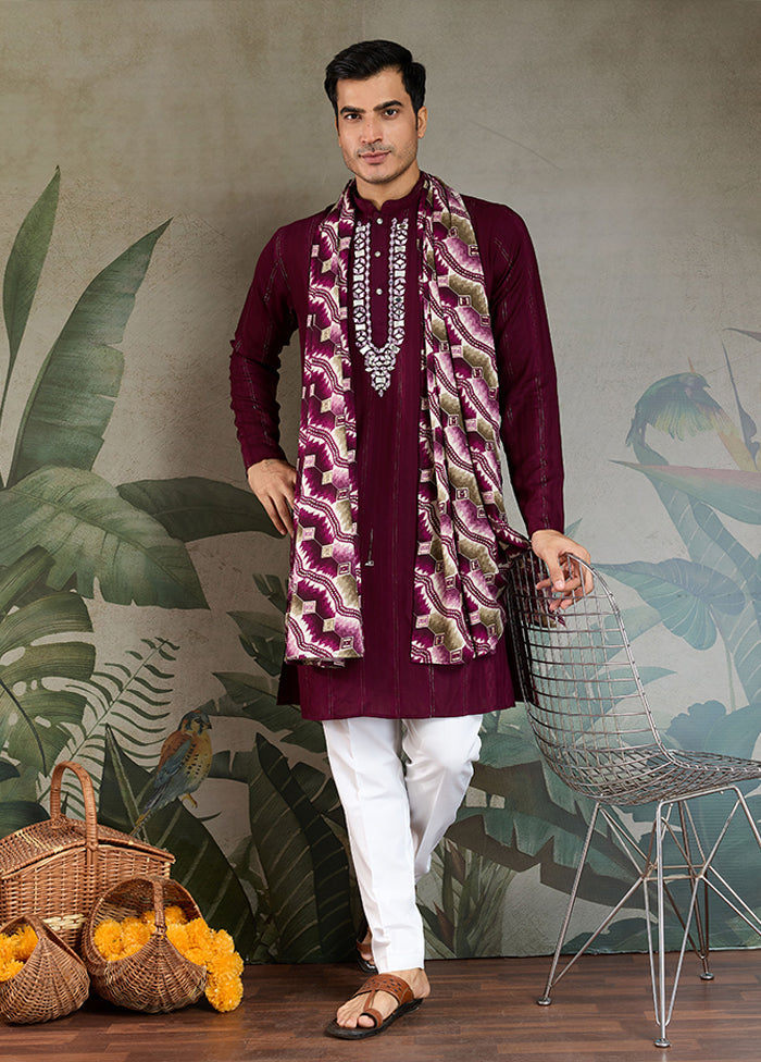 Purple Viscose Kurta & Pajama Set