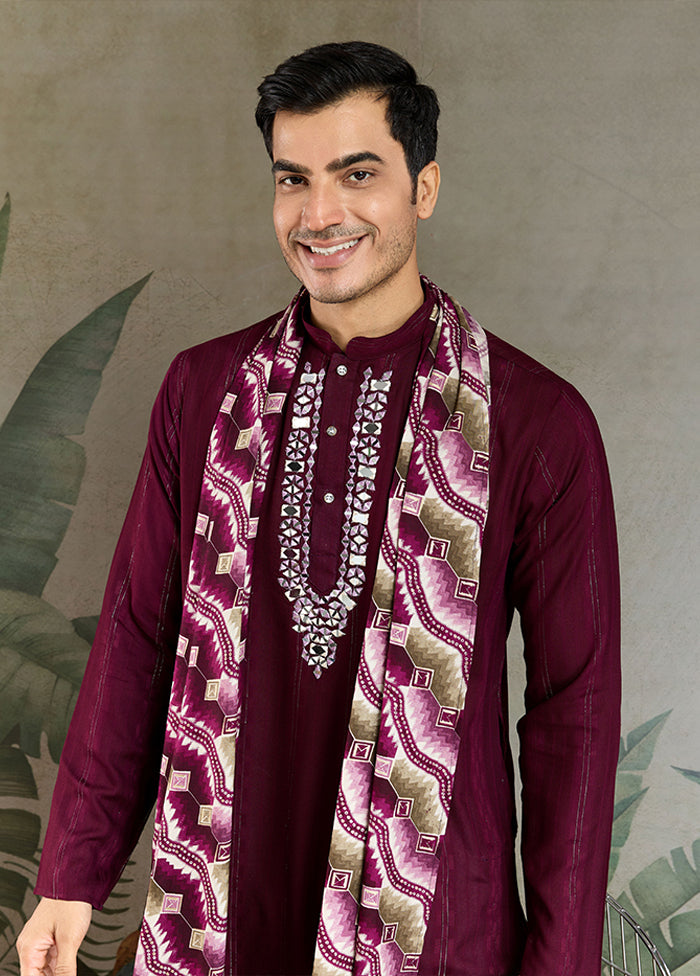 Purple Viscose Kurta & Pajama Set