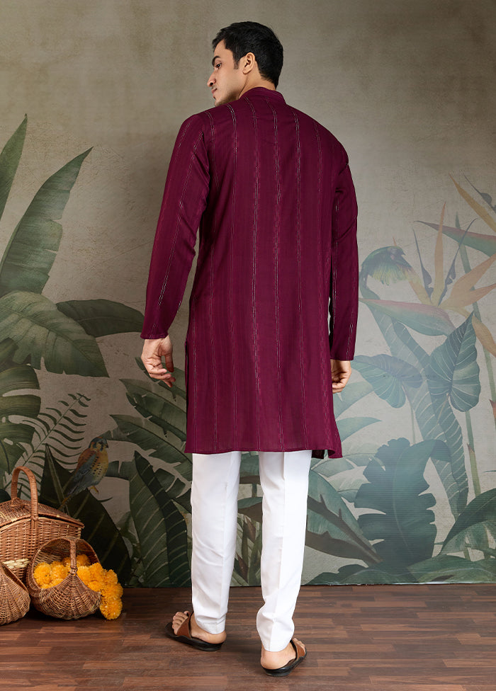 Purple Viscose Kurta With Dupatta