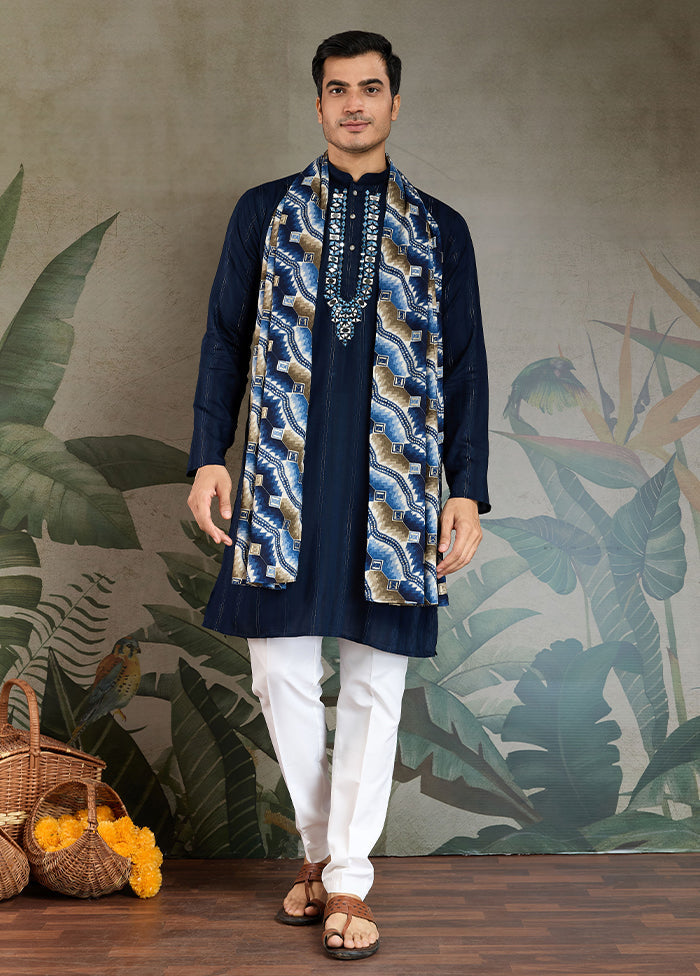 Blue Viscose Kurta With Dupatta