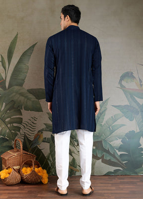 Blue Viscose Kurta With Dupatta