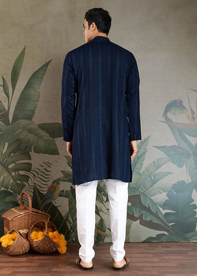 Blue Viscose Kurta & Pajama Set