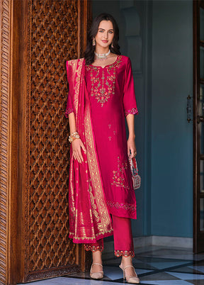 3 Pc Pink Silk Suit Set