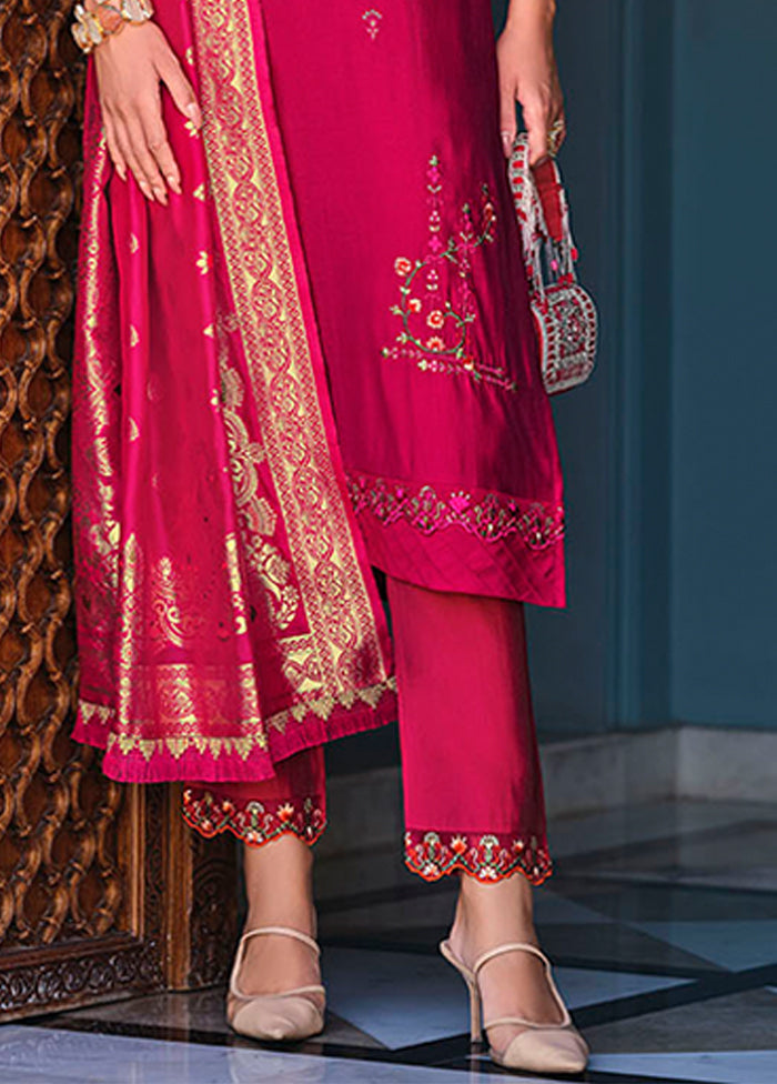 3 Pc Pink Silk Suit Set