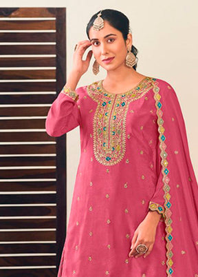 3 Pc Pink Silk Suit Set