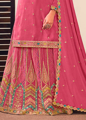 3 Pc Pink Silk Suit Set