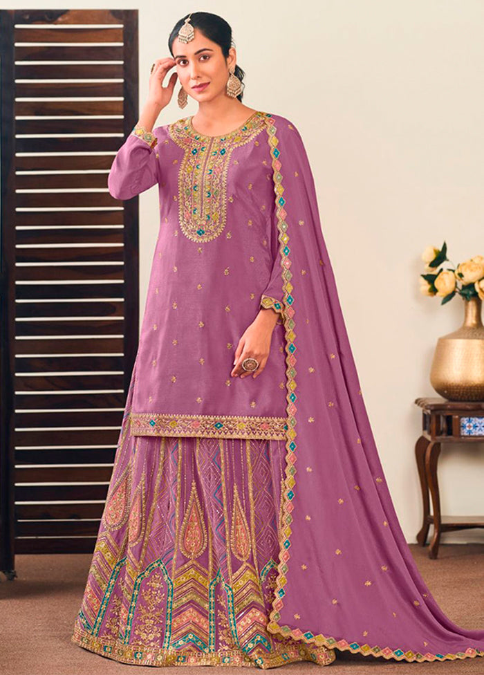 3 Pc Purple Silk Suit Set