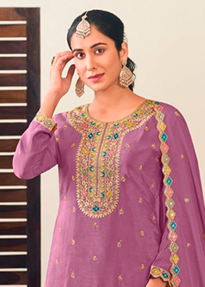 3 Pc Purple Silk Suit Set
