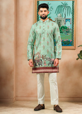 Green Cotton Kurta & Pajama Set