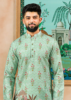 Green Cotton Kurta & Pajama Set