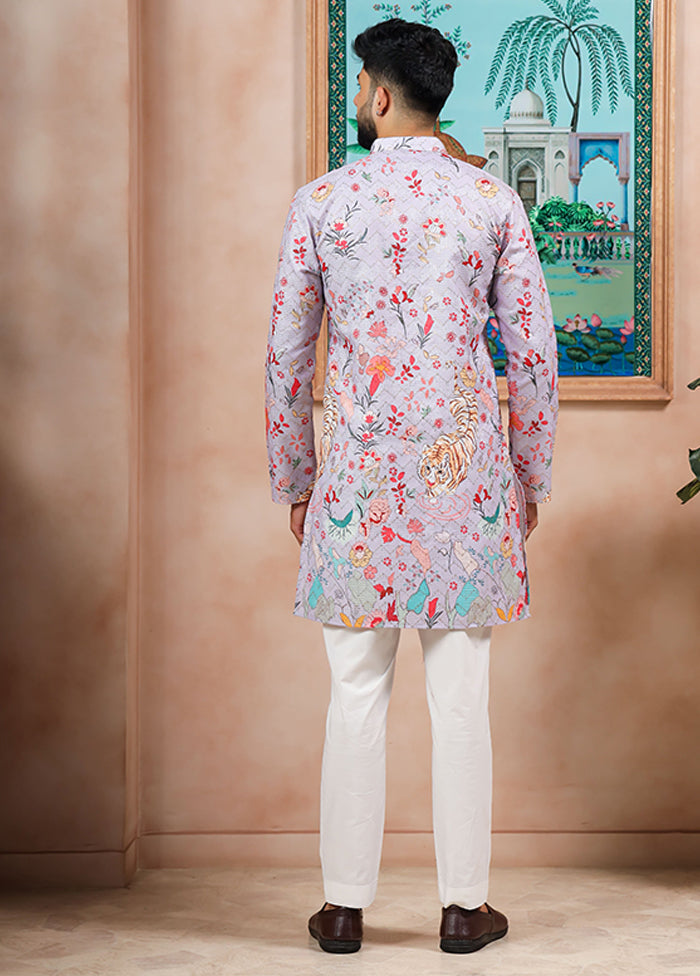 Purple Cotton Kurta & Pajama Set