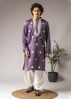 Purple Silk Kurta & Pajama Set