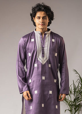 Purple Silk Kurta & Pajama Set