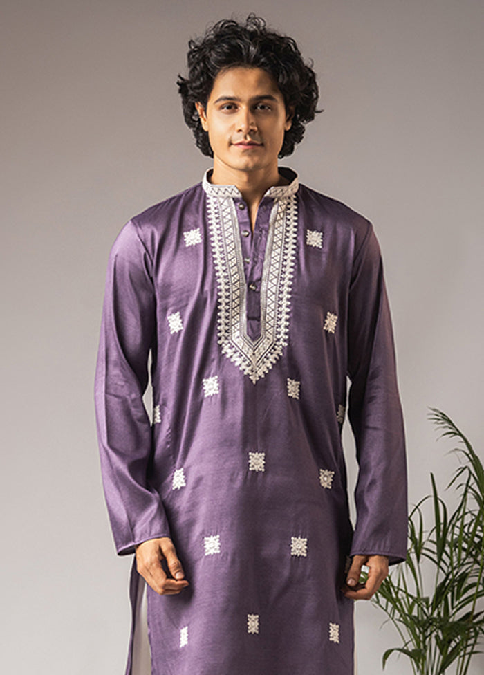 Purple Silk Kurta & Pajama Set
