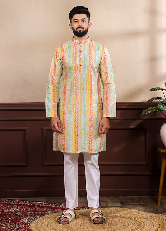 Multicolor Silk Kurta & Pajama Set