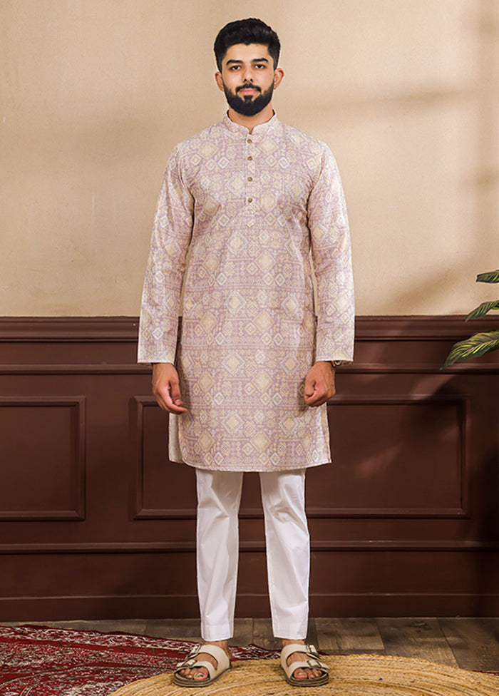 Lavender Silk Kurta & Pajama Set