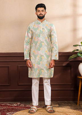 Multicolor Silk Kurta & Pajama Set