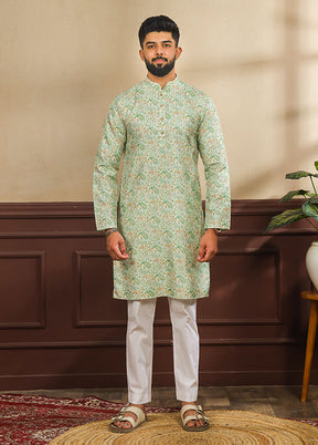 Green Silk Kurta & Pajama Set