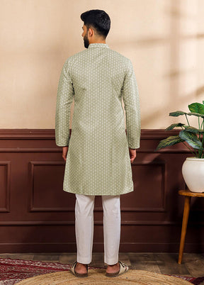 Green Silk Kurta & Pajama Set