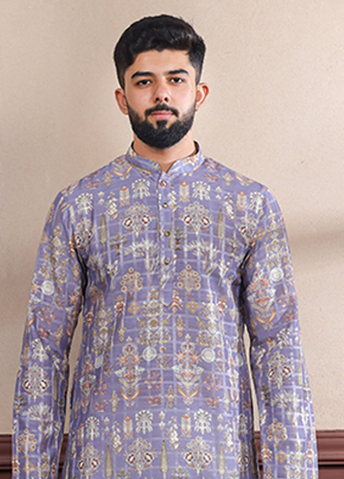 Purple Cotton Kurta & Pajama Set